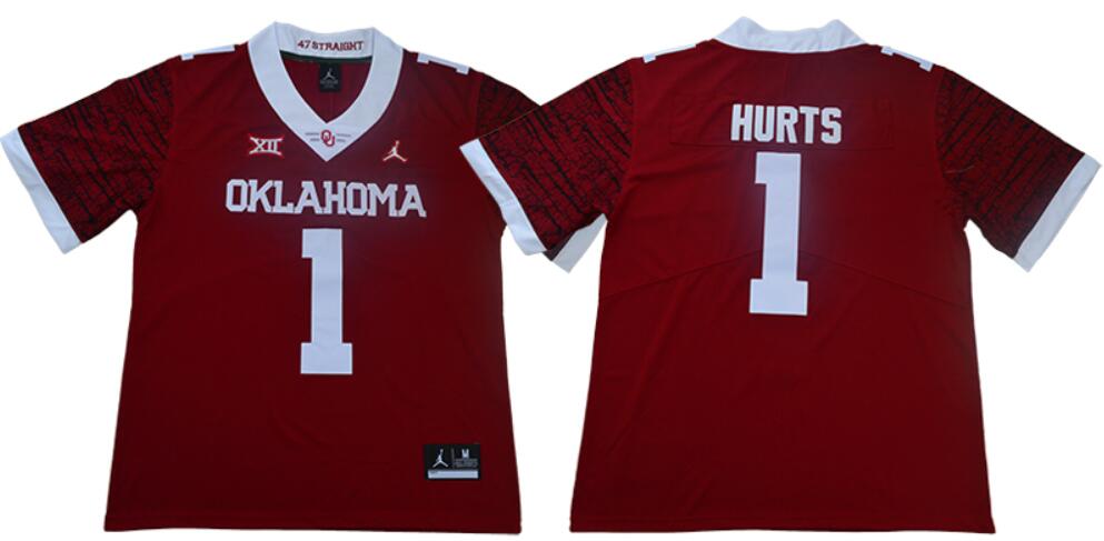 Men's Oklahoma Sooners 2 Jalen Hurts College Football Jersey-007
