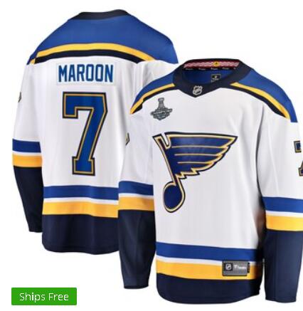 Men's St. Louis Blues Patrick Maroon 7# Fanatics Branded Blue 2019 Stanley Cup Champions  Jersey-002