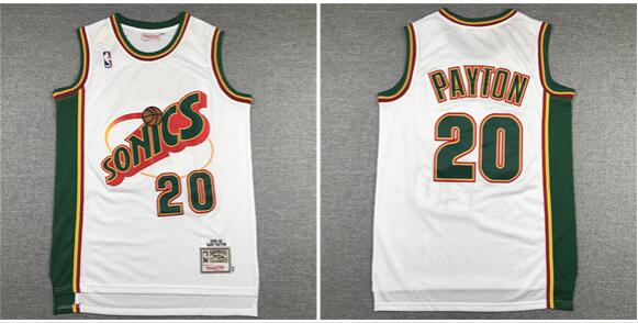 Seattle SuperSonics 20 Gary Payton green throwback NBA basketball Jerseys-003