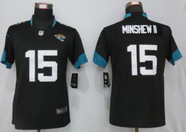 Women Nike Jacksonville Jaguars 15 Minshew ll  2019 Vapor Untouchable Jersey-001