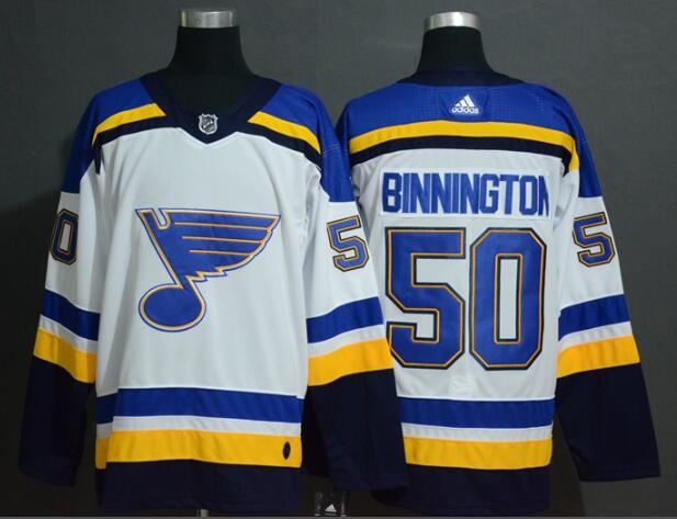 Men's St. Louis Blues Jordan Binnington Fanatics Branded White 2019 Stanley Cup Champions Away Breakaway Player Jersey