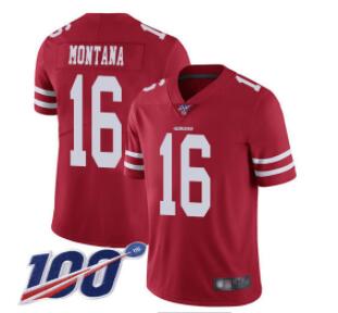 Nike 49ers #16 Joe Montana  Alternate Men's Stitched NFL 100th Season Vapor Limited Jersey