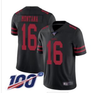 Nike 49ers #16 Joe Montana  Alternate Men's Stitched NFL 100th Season Vapor Limited Jersey