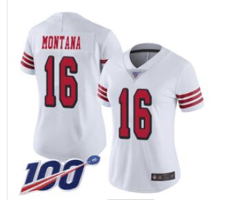 Nike 49ers #16 Joe Montana  Alternate Men's Stitched NFL 100th Season Vapor Limited Jersey