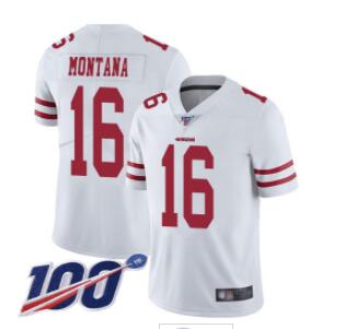 Nike 49ers #16 Joe Montana  Alternate Men's Stitched NFL 100th Season Vapor Limited Jersey
