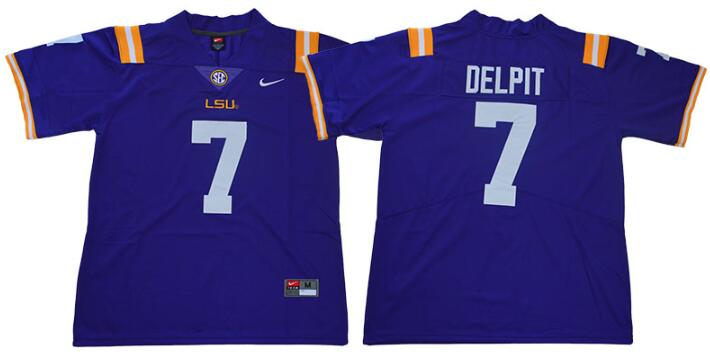 Men's LSU Tigers Grant Delpit Stitched Jersey-002