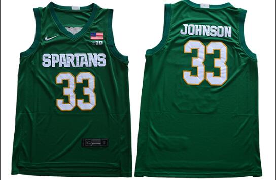 2019 Men Michigan State Spartans 33 Johnson Jersey-001