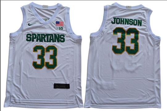 2019 Men Michigan State Spartans 33 Johnson Jersey-003