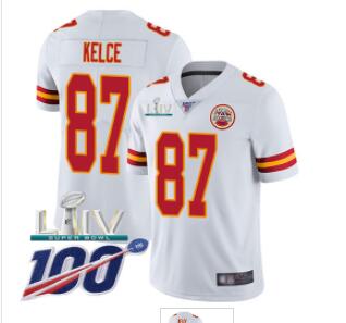 Nike Chiefs #87 Travis Kelce  Super Bowl LIV 2020 Team Color Men Stitched NFL 100th Season Vapor Untouchable Limited Jersey-002