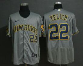 Men's Milwaukee Brewers #22 Christian Yelich Grey Stitched MLB   Nike Jersey