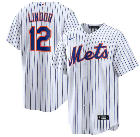 Men's New York Mets Francisco Lindor 12 Nike White   Jersey