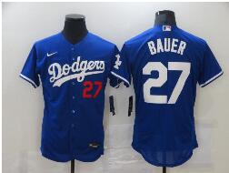 Men's Los Angeles Dodgers #27 Trevor Bauer Blue Stitched MLB Flex Base Nike Jersey
