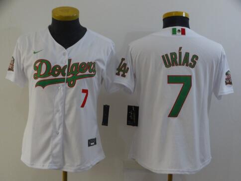 women's los angeles dodgers #7 julio urias mexico 2020 world series stitched mlb jersey