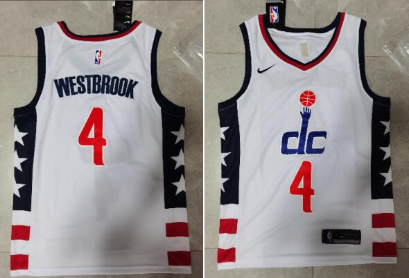 Men's Washington Wizards #4 Russell Westbrook Stitched Jersey