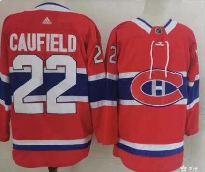 men's Montreal Canadiens Cole Caufield 22 Red Stitched Jersey