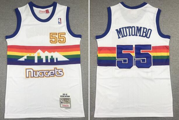 Men's Denver Nuggets Dikembe Mutombo Mitchell & Ness Stitched Jersey