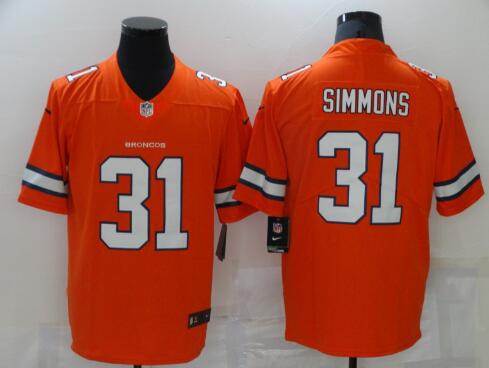 Men's Nike Denver Broncos 31 Justin Simmons  Orange Stitched NFL Jersey