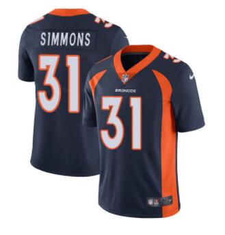 Men's Nike Denver Broncos 31 Justin Simmons  Orange Stitched NFL Jersey
