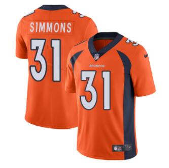 Men's Nike Denver Broncos 31 Justin Simmons  Orange Stitched NFL Jersey