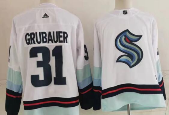 Men   Seattle Kraken 31 Philipp Grubauer Stitched Jersey