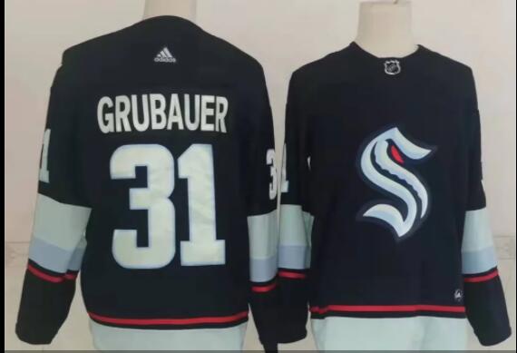 Men   Seattle Kraken 31 Philipp Grubauer Stitched Jersey