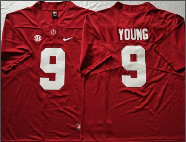 Alabama Crimson Tide Red #9 YOUNG Men Stitched jersey