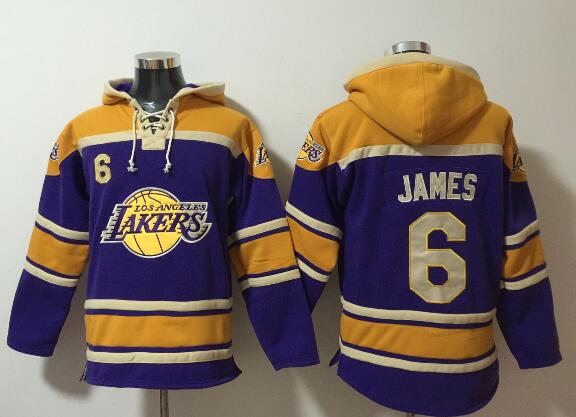 Men's Purple Los Angeles Lakers #6 LeBron James hoodie high quality