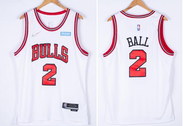 Men's 2# Lonzo Ball Red Chicago Bulls stiched jersey