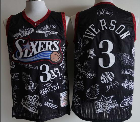 Men's Allen Iverson 3 Philadelphia 76ers Stitched Jersey