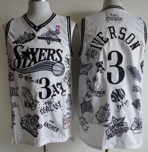 Men's Allen Iverson 3 Philadelphia 76ers Stitched Jersey