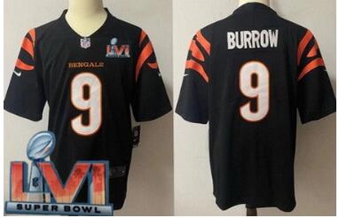 Youth Cincinnati Bengals #9 Joe Burrow Limited  2022 Super Bowl LVI Bound Vapor Jersey