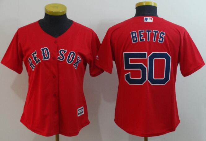 Women's Boston Red Sox #50 Mookie Betts  Cool Base Stitched MLB Jersey