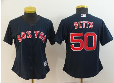 Women's Boston Red Sox #50 Mookie Betts  Cool Base Stitched MLB Jersey