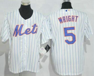 Men's New York Mets David Wright White(Blue Strip) Home Cool Base Stitched MLB Jersey