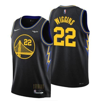 Men's Golden State Warriors #22 Andrew Wiggins 2021-22 City Edition Black 75th Anniversary Stitched Basketball Jersey