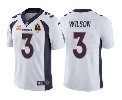 Men's Denver Broncos #3 Russell Wilson  With C Patch & Walter Payton Patch Vapor Untouchable Limited Stitched Jersey