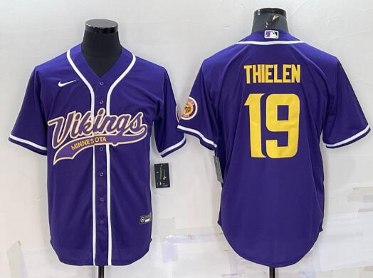 Men's Minnesota Vikings #19 Adam Thielen  Stitched Baseball Jersey