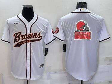 Men's Cleveland Browns  Team Big Logo With Patch Cool Base Stitched Baseball Jersey