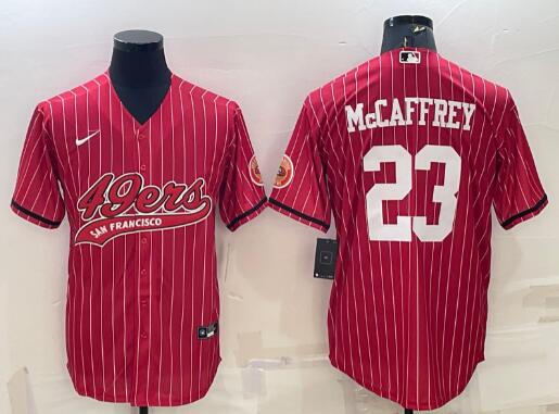 Men's San Francisco 49ers #23 Christian McCaffrey baseball styles jersey