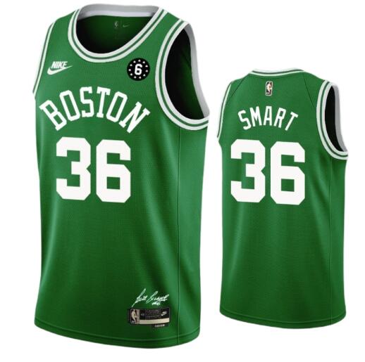 Men's Boston Celtics  #36 Marcus Smart  No.6 Patch Stitched Basketball Jersey
