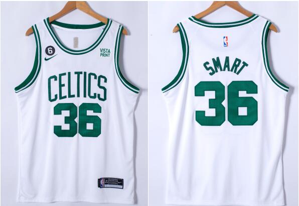 Men's Boston Celtics  #36 Marcus Smart  No.6 Patch Stitched Basketball Jersey