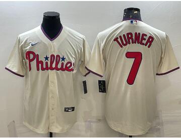 Men's Philadelphia Phillies #7 Trea Turner  Cool Base Stitched Baseball Jersey