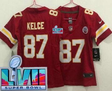 Women's Kansas City Chiefs #87 Travis Kelce Limited  Super Bowl LVII Vapor Jersey