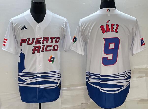 Javier Báez Puerto Rico Baseball 2023 World Baseball stitched Jersey - White-ite