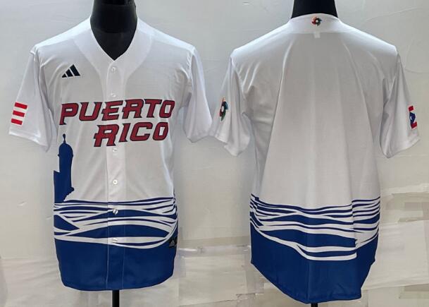 Men's stitched Puerto Rico Baseball 2023 World Baseball Jersey - White