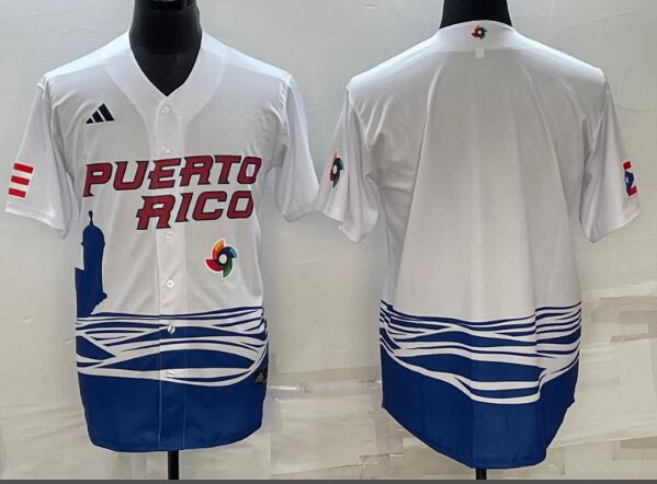 Men's stitched Puerto Rico Baseball 2023 World Baseball Jersey - White