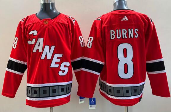 Men's Carolina Hurricanes #8 Brent Burns Red Stitched Jersey