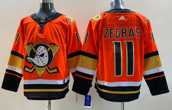Men's Anaheim Ducks #11 Trevor Zegras   2022-23   Stitched Jersey