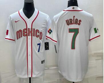 Men's Mexico Baseball #7 Julio Urias   2023 World Baseball Classic Stitched Jersey