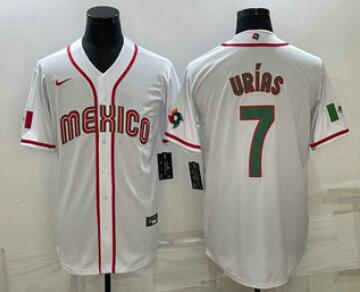 Men's Mexico Baseball #7 Julio Urias   2023 World Baseball Classic Stitched Jersey
